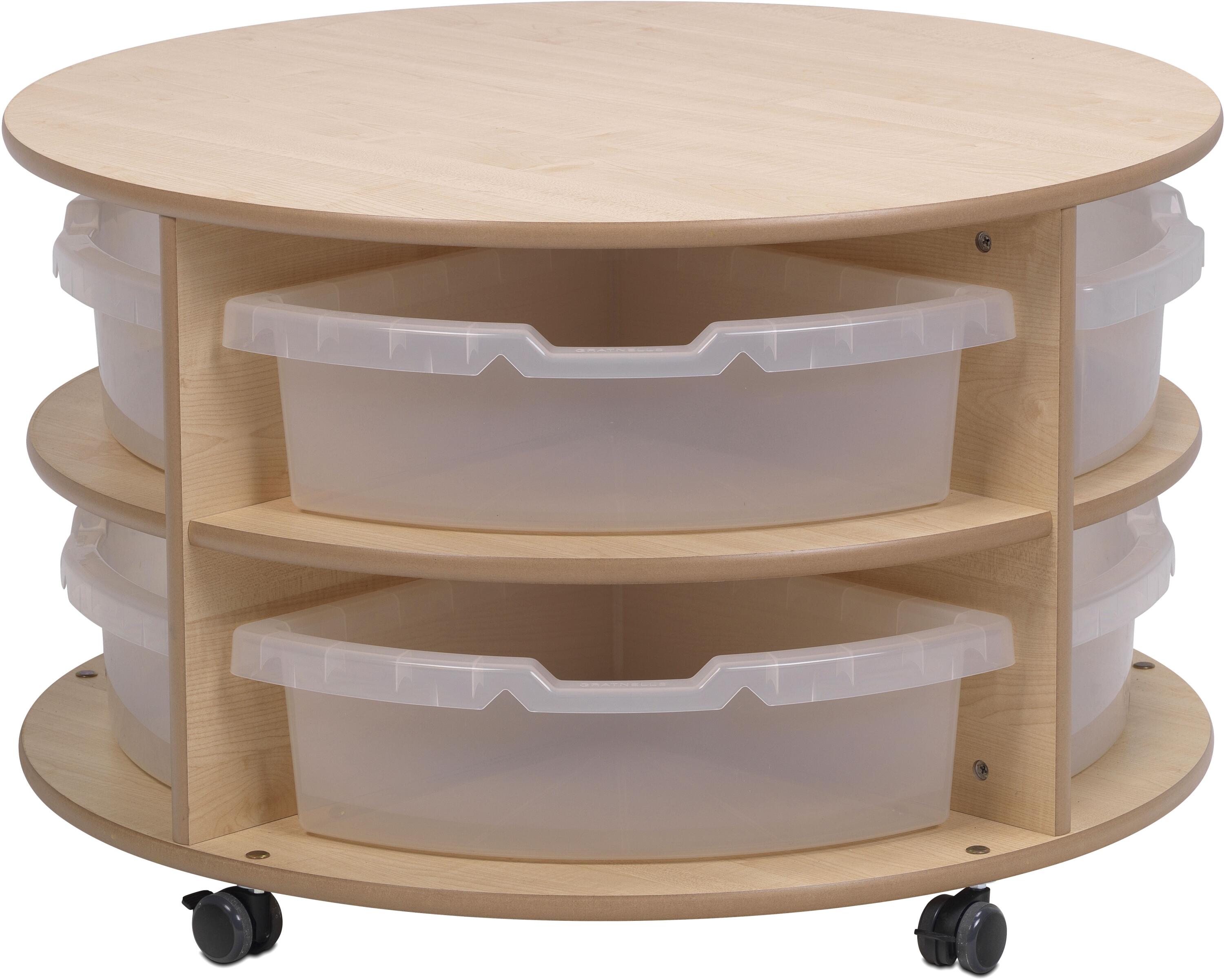Circular Storage System Millhouse Double Tier Mobile Storage Unit - Maple Melamine Finish ...