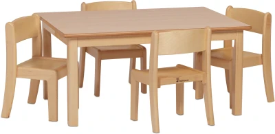 Millhouse Small Rectangular Table & Beech Stacking Chairs